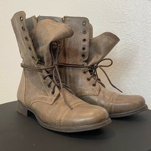 Steve Madden Troopa Stone Combat Boot - Grey Leather